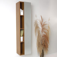 Thumbnail for Fresca Teak Bathroom Linen Side Cabinet w/ 4 Cubby Holes & Mirror Linen Cabinet Fresca