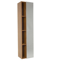 Thumbnail for Fresca Teak Bathroom Linen Side Cabinet w/ 4 Cubby Holes & Mirror Linen Cabinet Fresca