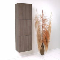 Thumbnail for Fresca Gray Oak Bathroom Linen Side Cabinet w/ 3 Large Storage Areas Linen Cabinet Fresca