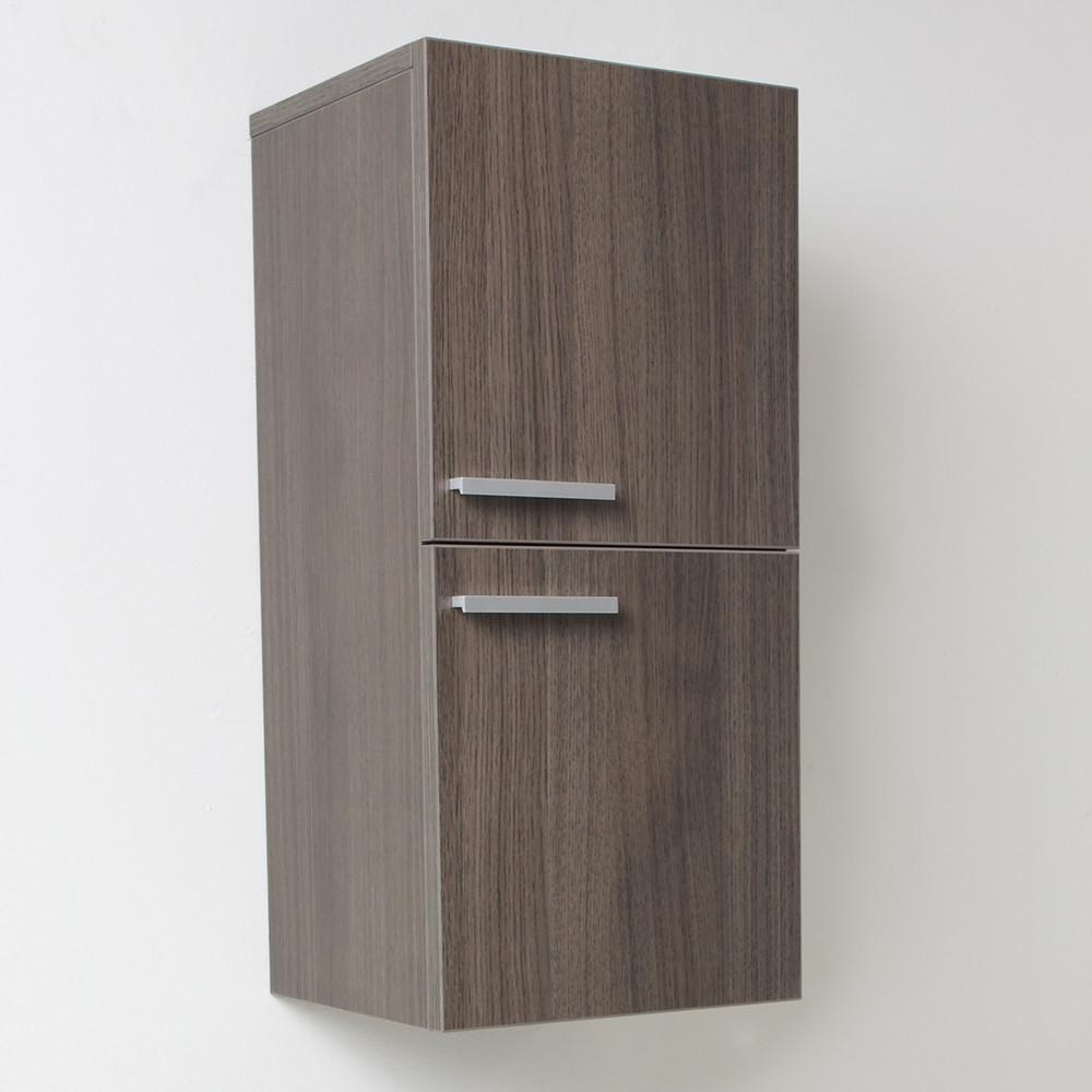 Fresca Gray Oak Bathroom Linen Side Cabinet w/ 2 Storage Areas Linen Cabinet Fresca