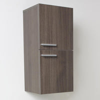 Thumbnail for Fresca Gray Oak Bathroom Linen Side Cabinet w/ 2 Storage Areas Linen Cabinet Fresca