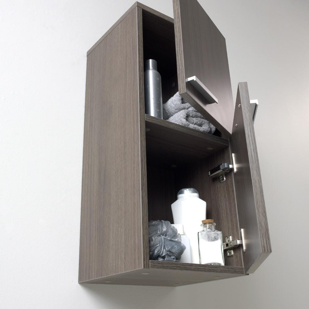 Fresca Gray Oak Bathroom Linen Side Cabinet w/ 2 Storage Areas Linen Cabinet Fresca