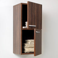 Thumbnail for Fresca Walnut Bathroom Linen Side Cabinet w/ 2 Storage Areas Linen Cabinet Fresca 