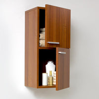 Thumbnail for Fresca Teak Bathroom Linen Side Cabinet w/ 2 Storage Areas Linen Cabinet Fresca
