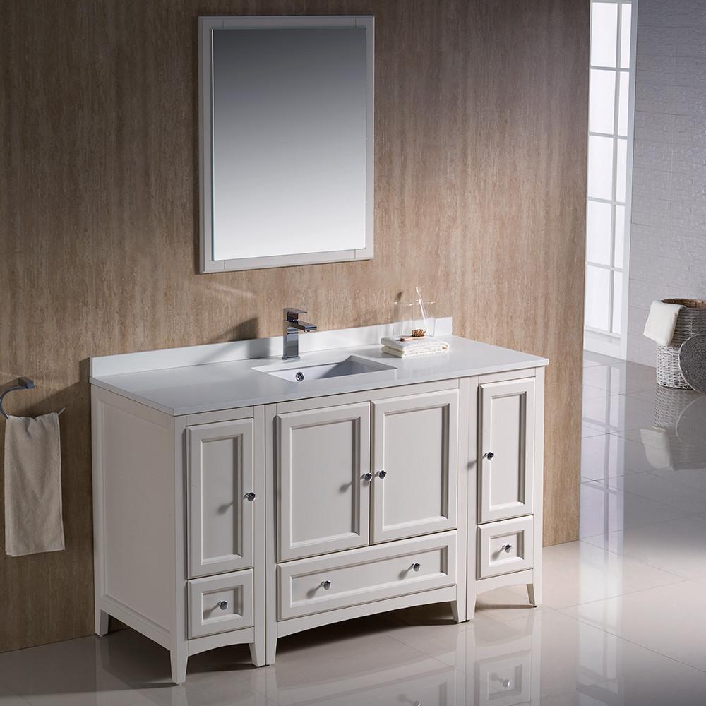 Fresca Oxford 54" Antique White Traditional Bathroom Vanity w/ Free Faucet Vanity Fresca