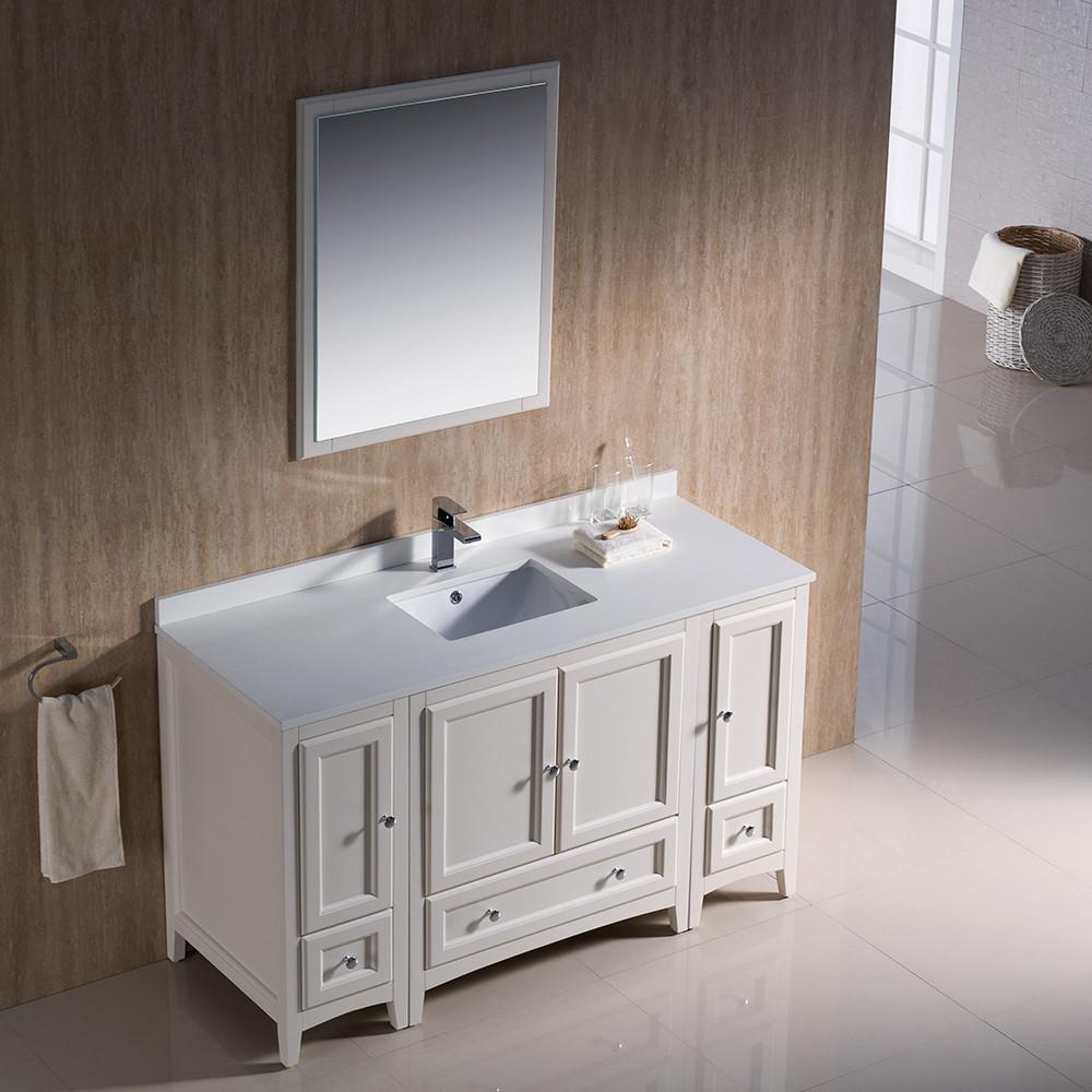 Fresca Oxford 54" Antique White Traditional Bathroom Vanity w/ Free Faucet Vanity Fresca