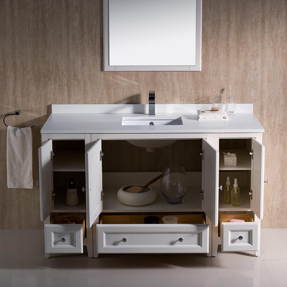 Fresca Oxford 54" Antique White Traditional Bathroom Vanity w/ Free Faucet Vanity Fresca