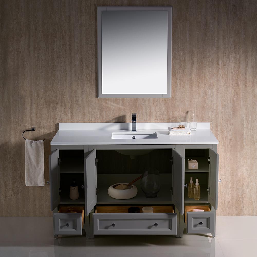 Fresca Oxford 54" Gray Traditional Bathroom Vanity Vanity Fresca