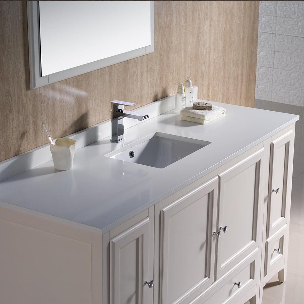 Fresca Oxford 60" Antique White Traditional Bathroom Vanity w/ Free Faucet Vanity Fresca