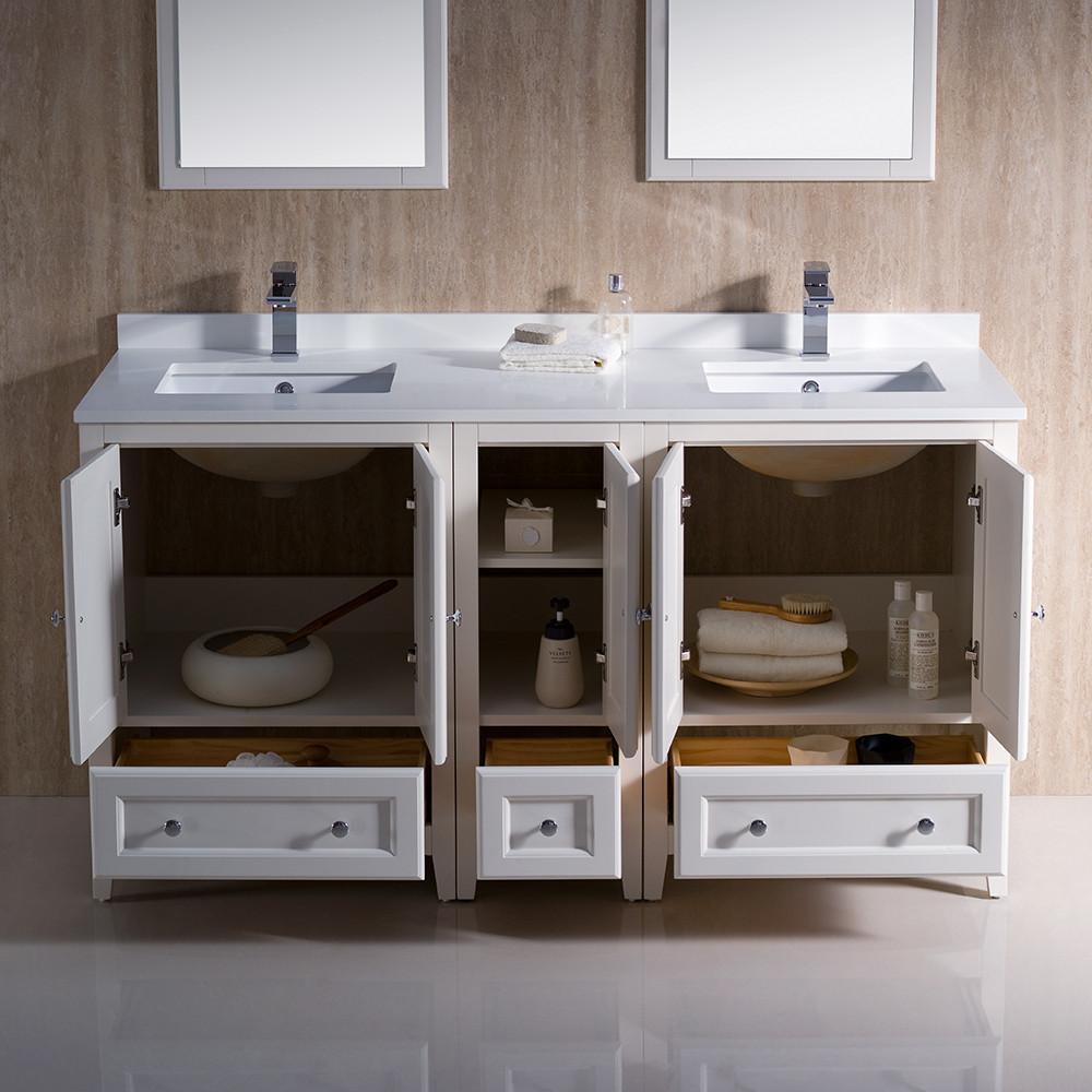 Fresca Oxford 60" Antique White Traditional Double Sink Bathroom Vanity Vanity Fresca