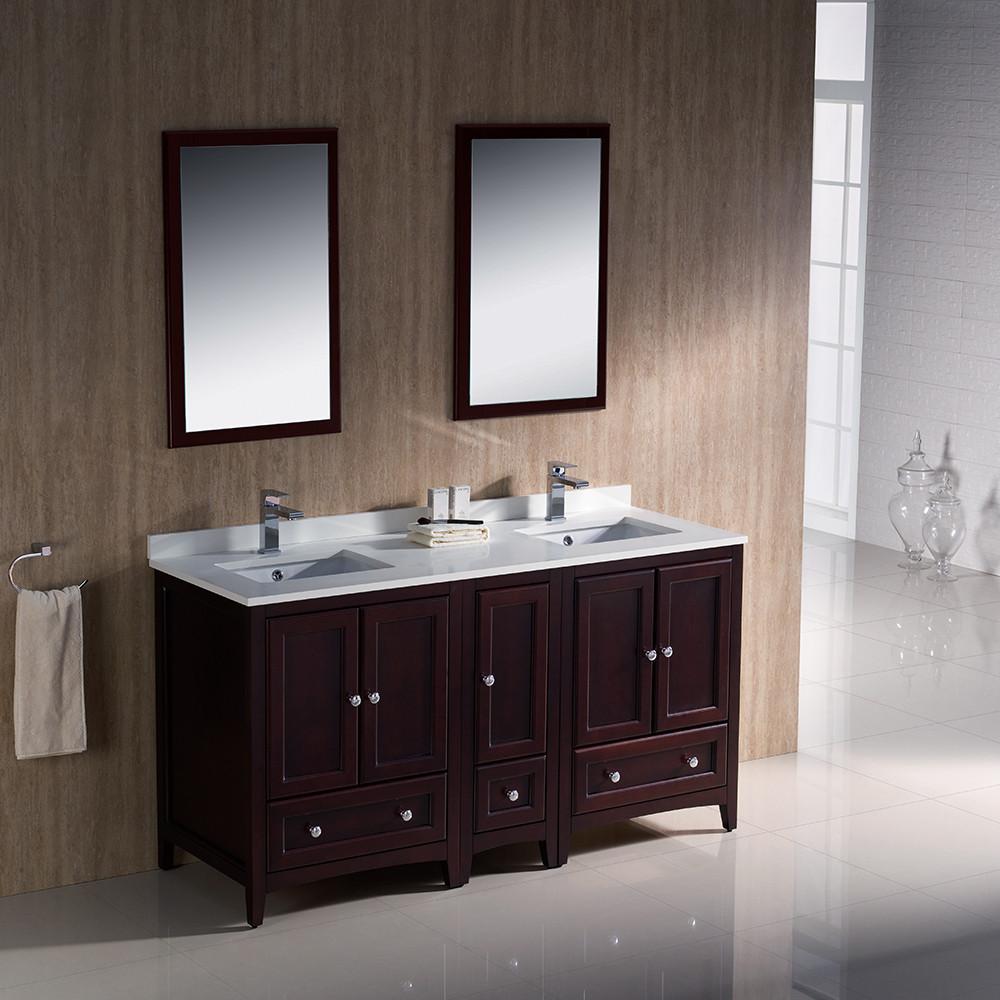 Fresca Oxford 60" Mahogany Traditional Double Sink Bathroom Vanity Vanity Fresca