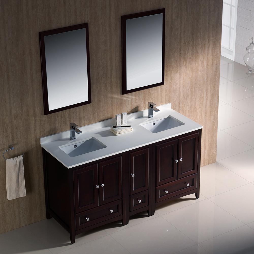 Fresca Oxford 60" Mahogany Traditional Double Sink Bathroom Vanity Vanity Fresca