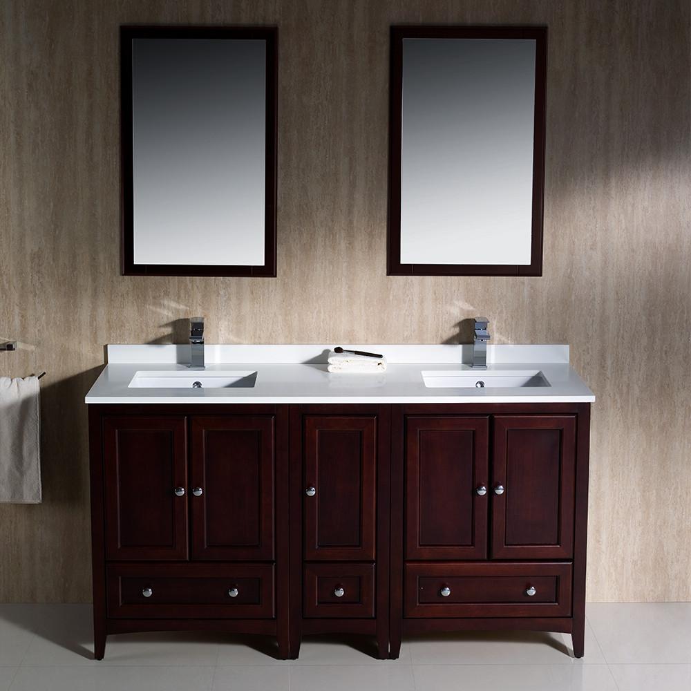Fresca Oxford 60" Mahogany Traditional Double Sink Bathroom Vanity Vanity Fresca