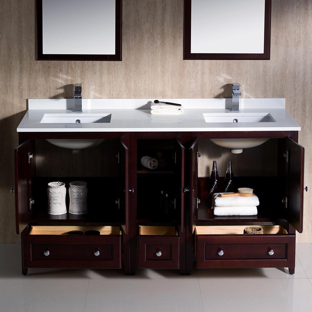 Fresca Oxford 60" Mahogany Traditional Double Sink Bathroom Vanity Vanity Fresca