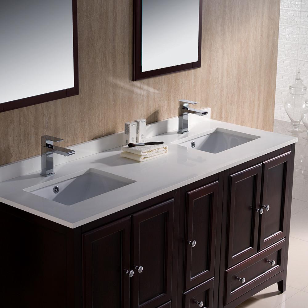 Fresca Oxford 60" Mahogany Traditional Double Sink Bathroom Vanity Vanity Fresca