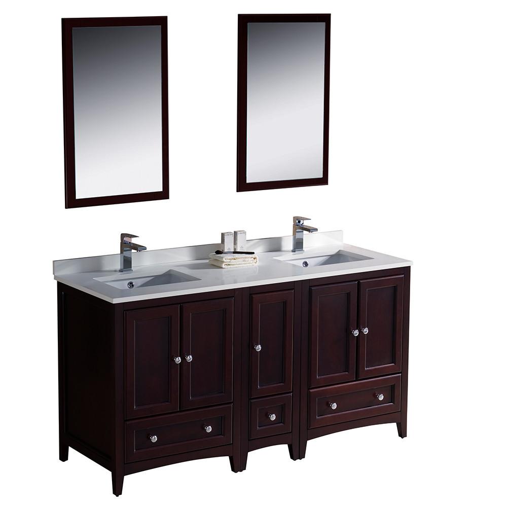 Fresca Oxford 60" Mahogany Traditional Double Sink Bathroom Vanity Vanity Fresca