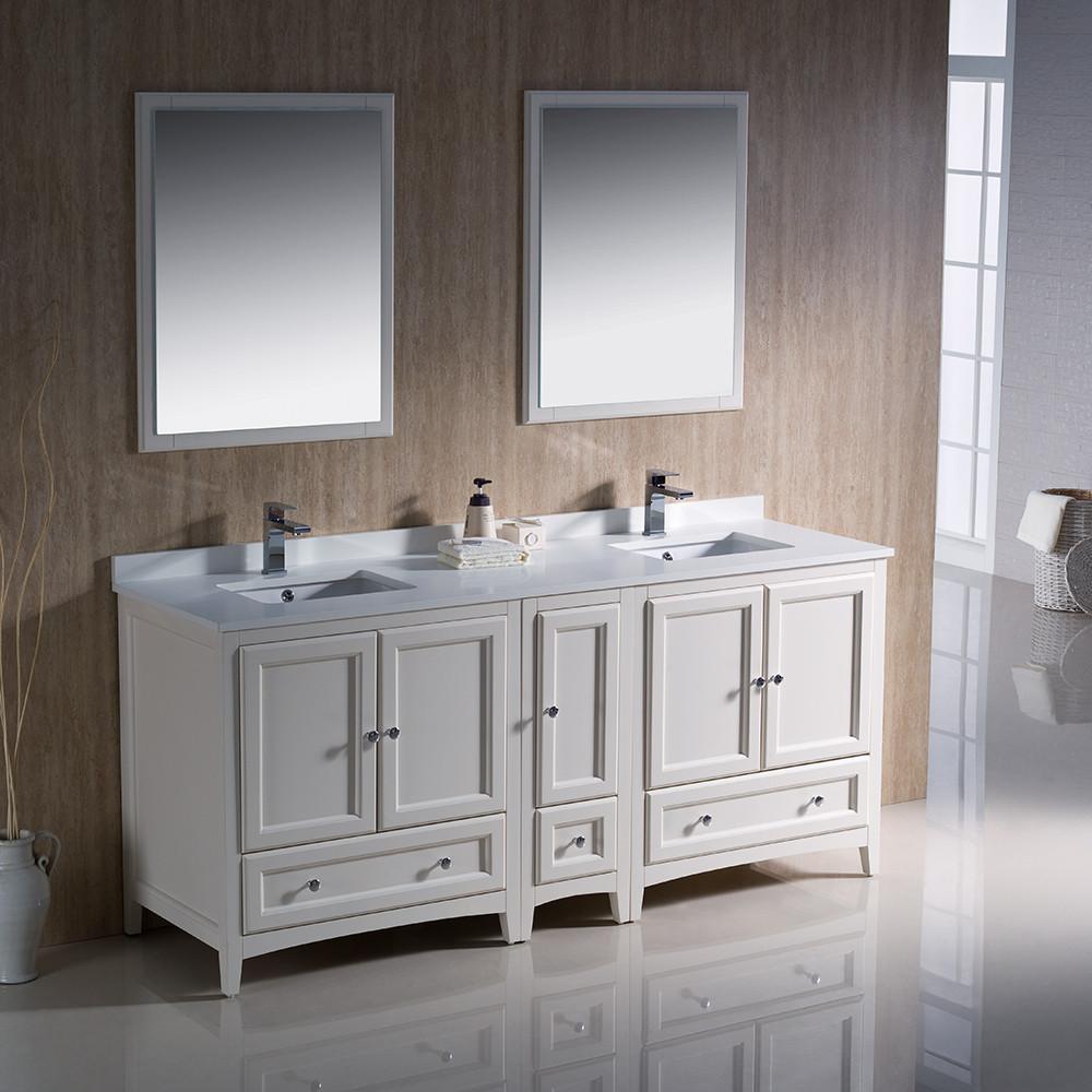Fresca Oxford 72" Antique White Traditional Double Sink Bathroom Vanity Vanity Fresca