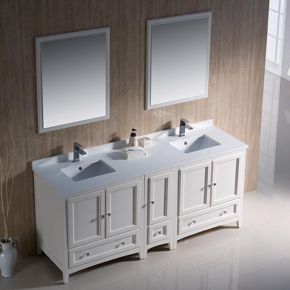 Fresca Oxford 72" Antique White Traditional Double Sink Bathroom Vanity Vanity Fresca