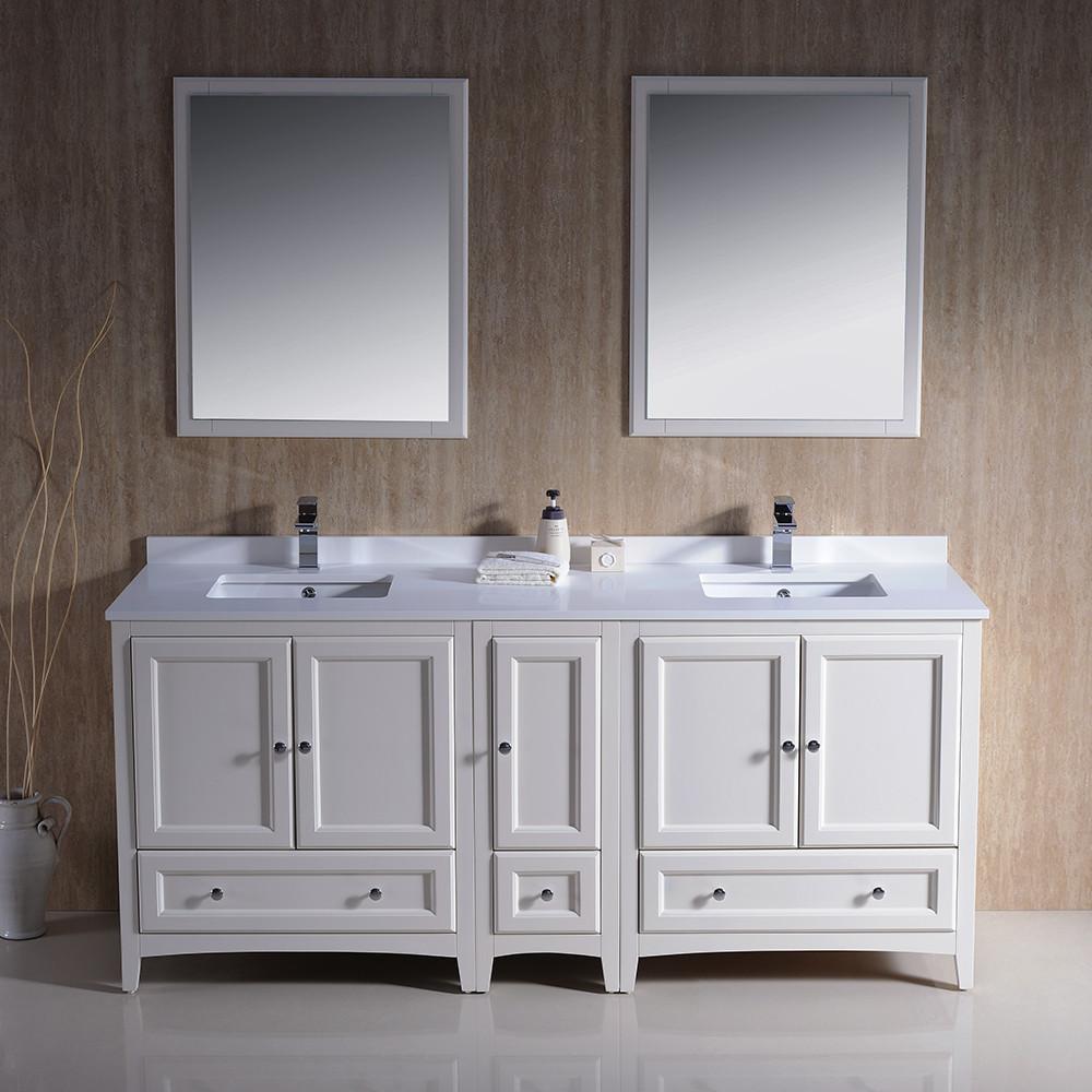 Fresca Oxford 72" Antique White Traditional Double Sink Bathroom Vanity Vanity Fresca
