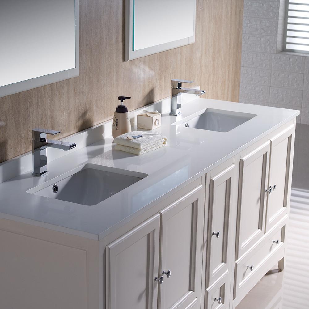 Fresca Oxford 72" Antique White Traditional Double Sink Bathroom Vanity Vanity Fresca