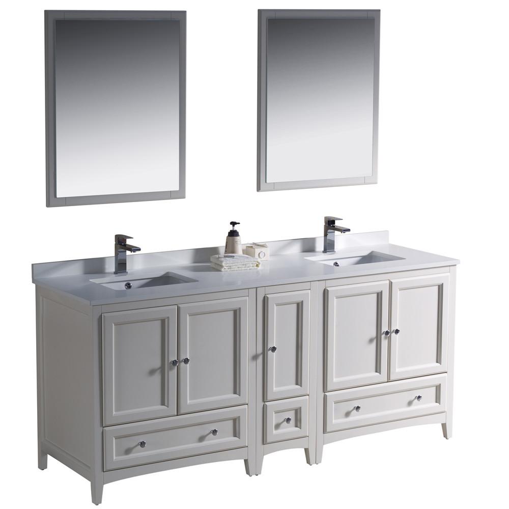 Fresca Oxford 72" Antique White Traditional Double Sink Bathroom Vanity Vanity Fresca