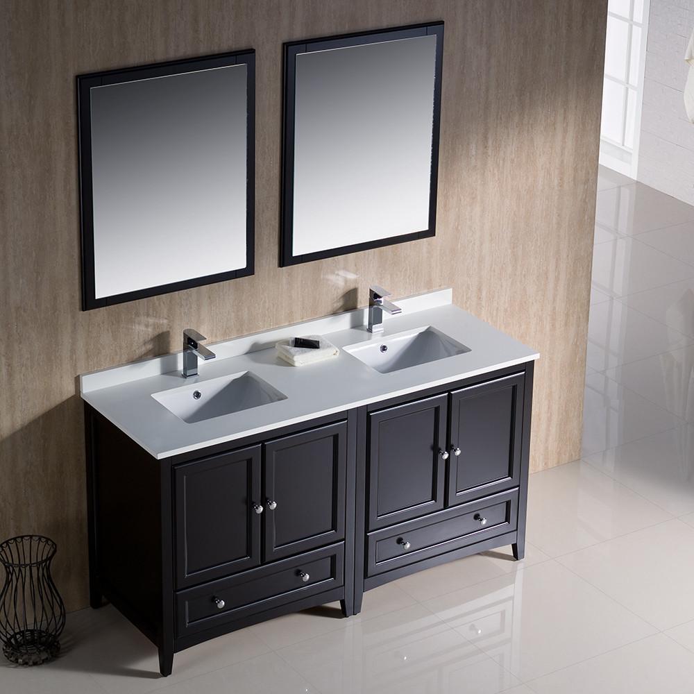 Fresca Oxford 60" Espresso Traditional Double Sink Bathroom Vanity Vanity Fresca