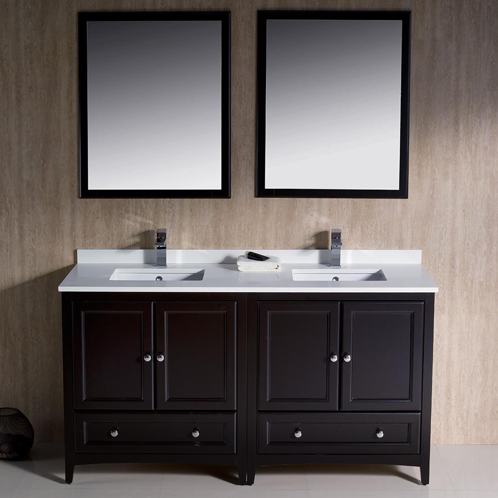 Fresca Oxford 60" Espresso Traditional Double Sink Bathroom Vanity Vanity Fresca