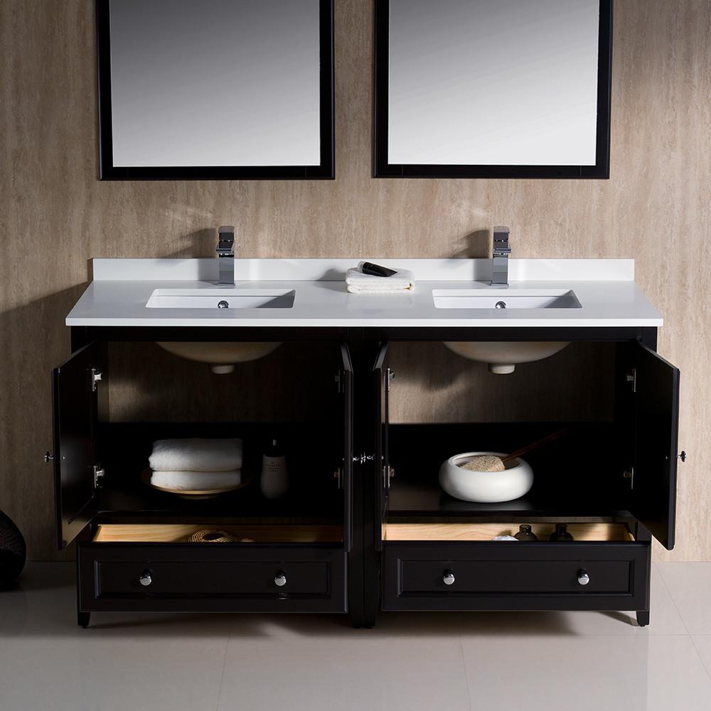 Fresca Oxford 60" Espresso Traditional Double Sink Bathroom Vanity Vanity Fresca