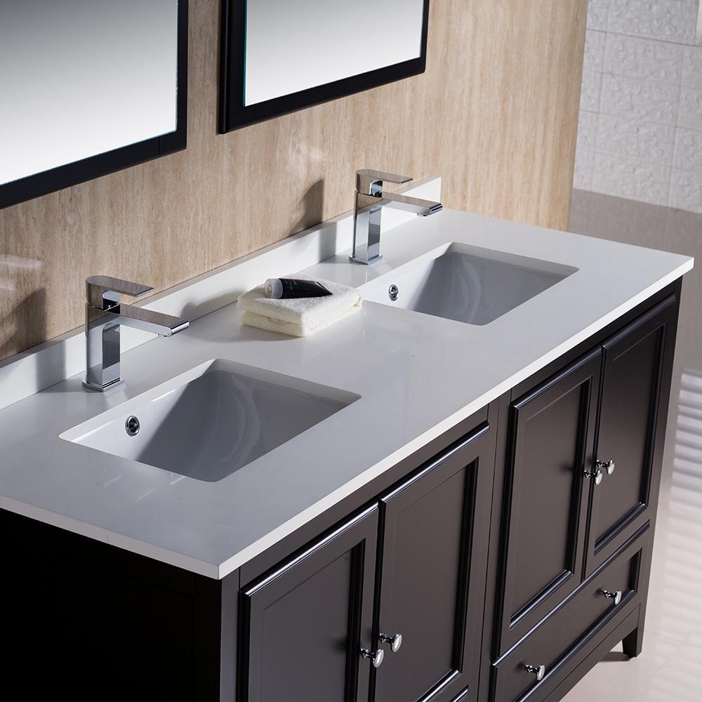 Fresca Oxford 60" Espresso Traditional Double Sink Bathroom Vanity Vanity Fresca