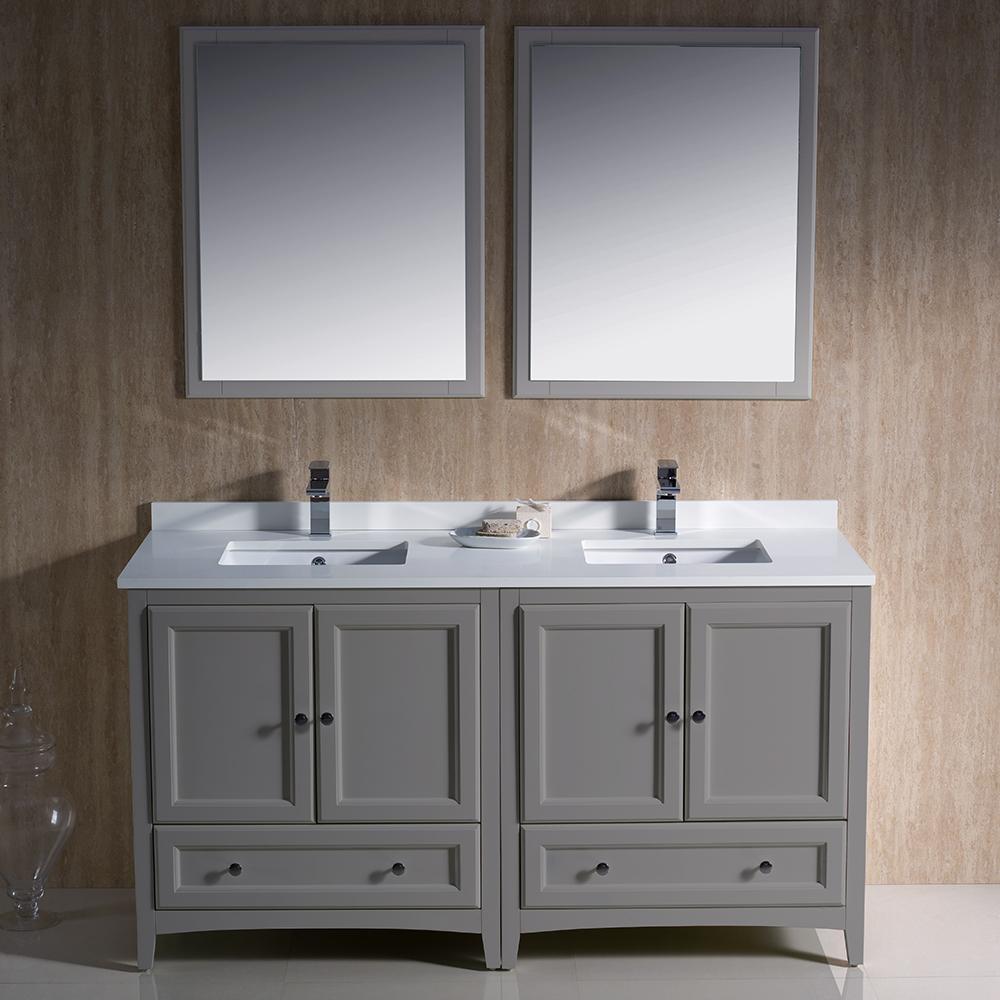 Fresca Oxford 60" Gray Traditional Double Sink Bathroom Vanity Vanity Fresca