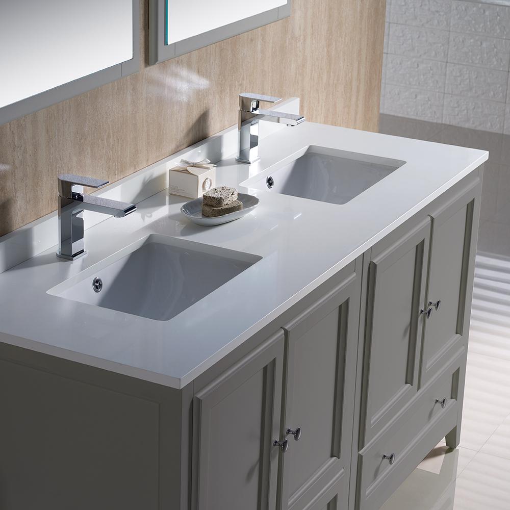Fresca Oxford 60" Gray Traditional Double Sink Bathroom Vanity Vanity Fresca