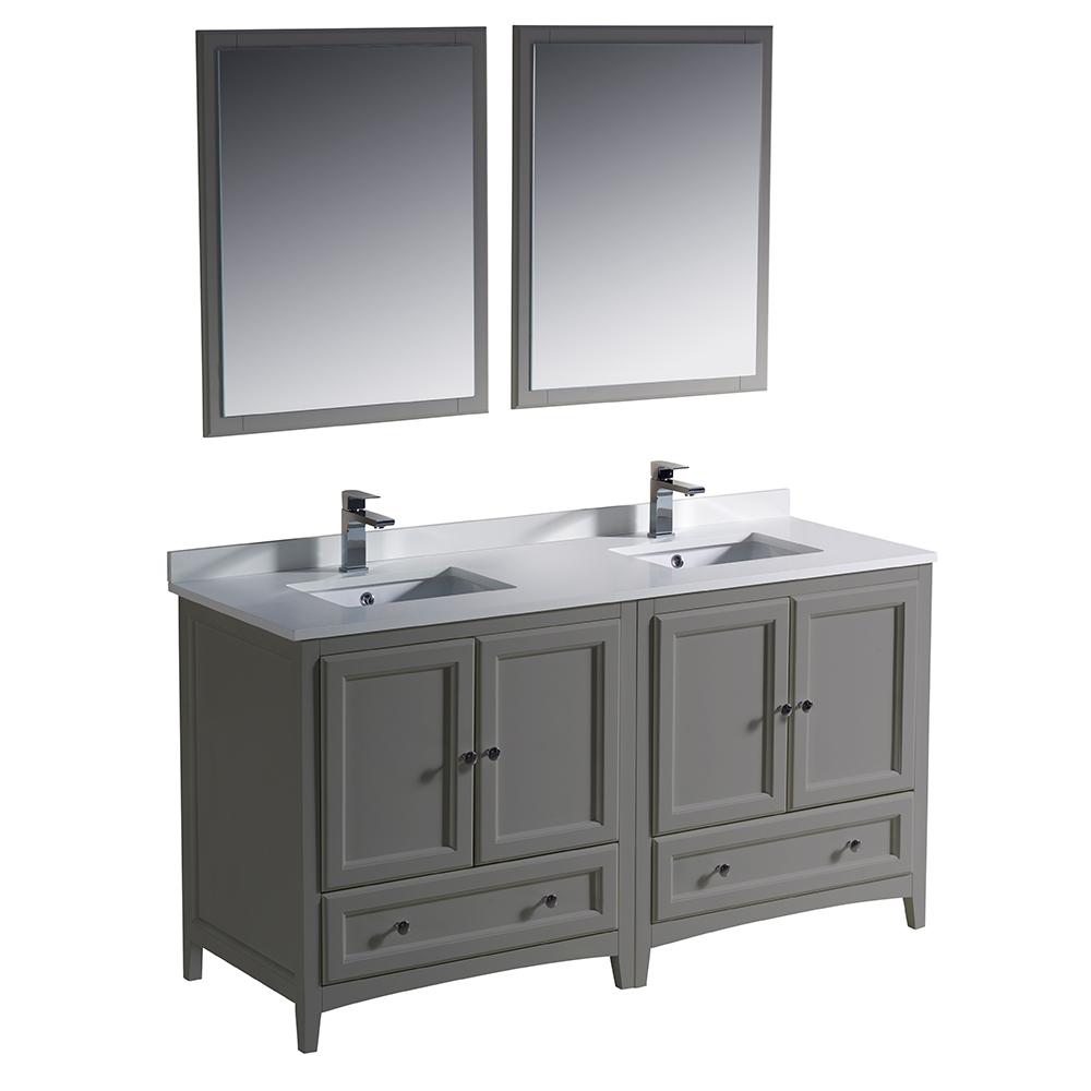 Fresca Oxford 60" Gray Traditional Double Sink Bathroom Vanity Vanity Fresca
