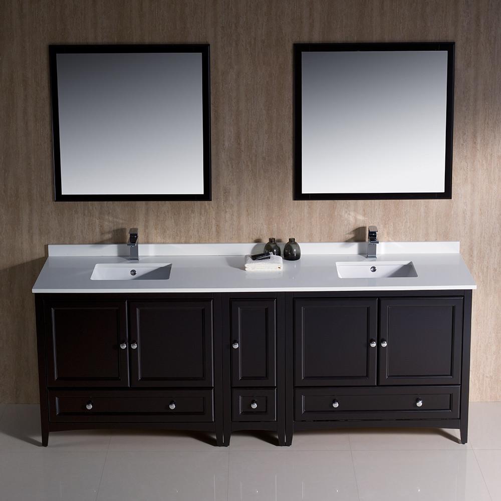 Fresca Oxford 84" Espresso Traditional Double Sink Bathroom Vanity Vanity Fresca