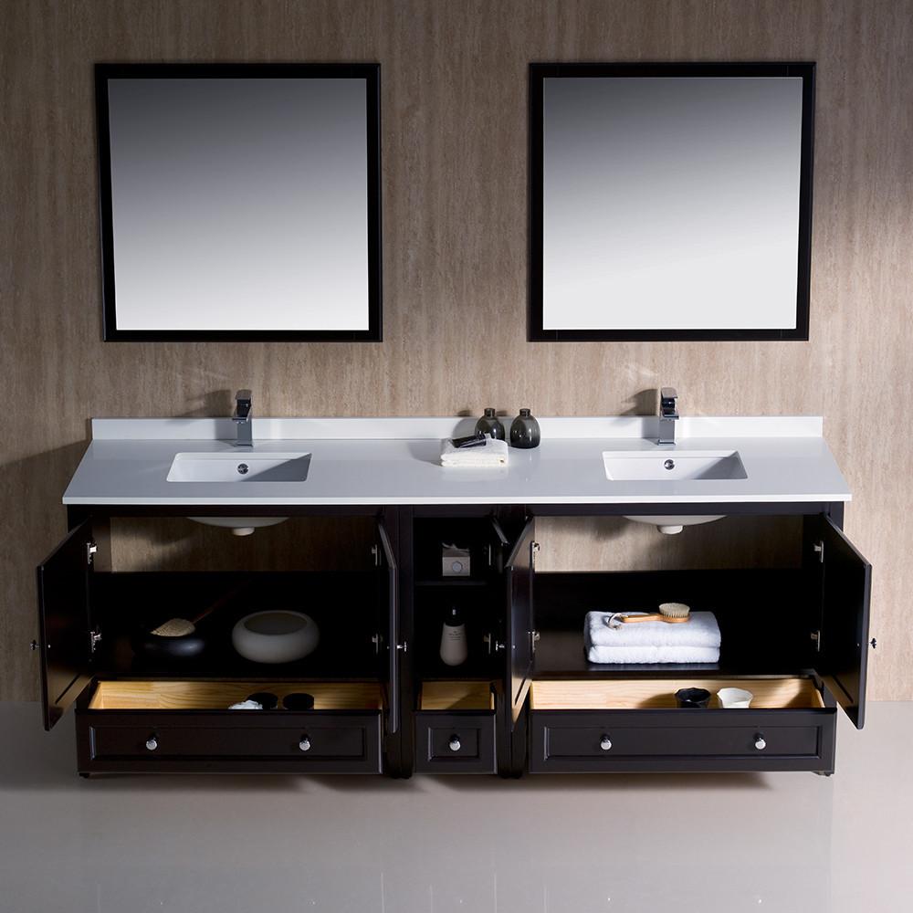 Fresca Oxford 84" Espresso Traditional Double Sink Bathroom Vanity Vanity Fresca