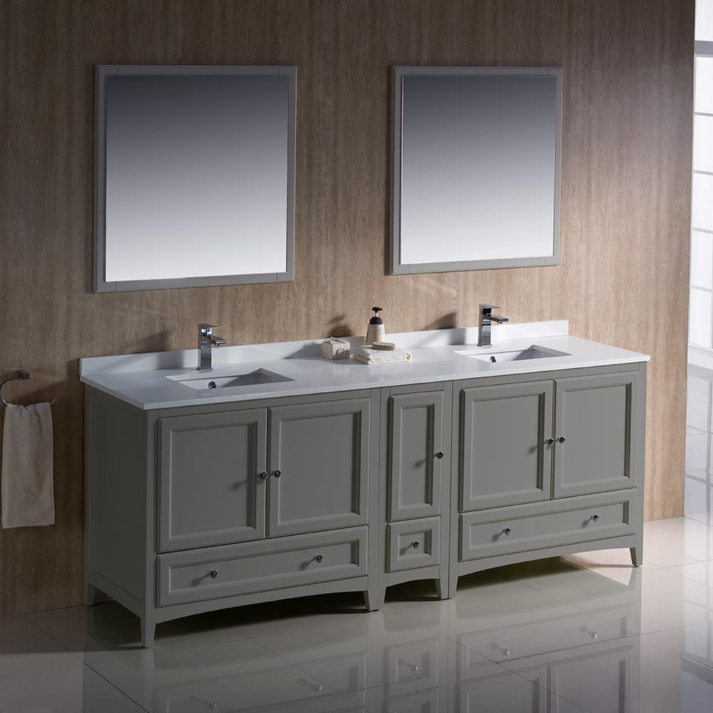 Fresca Oxford 84" Gray Traditional Double Sink Bathroom Vanity Vanity Fresca