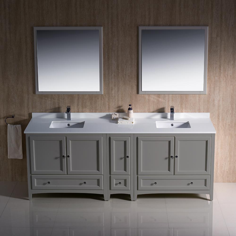 Fresca Oxford 84" Gray Traditional Double Sink Bathroom Vanity Vanity Fresca