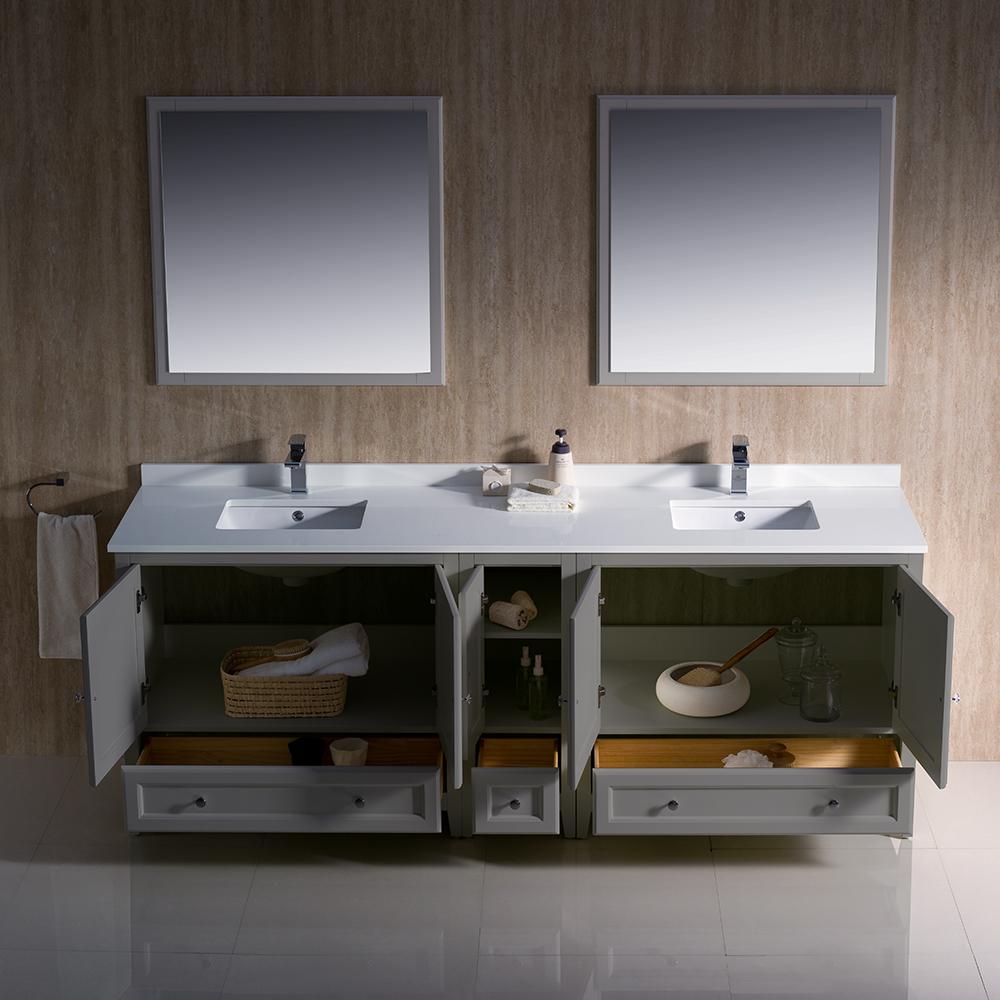 Fresca Oxford 84" Gray Traditional Double Sink Bathroom Vanity Vanity Fresca