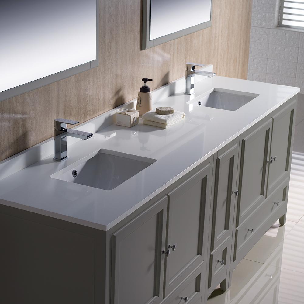 Fresca Oxford 84" Gray Traditional Double Sink Bathroom Vanity Vanity Fresca