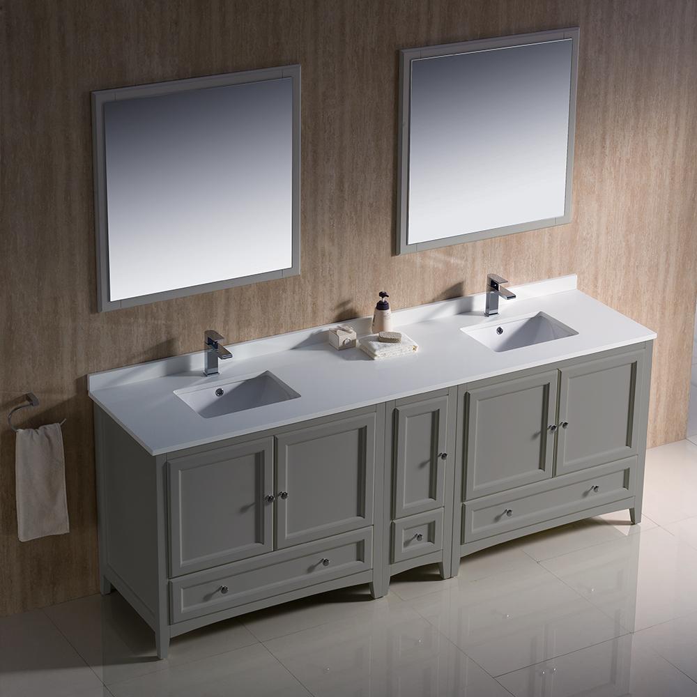Fresca Oxford 84" Gray Traditional Double Sink Bathroom Vanity Vanity Fresca
