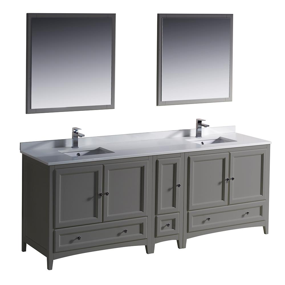 Fresca Oxford 84" Gray Traditional Double Sink Bathroom Vanity Vanity Fresca