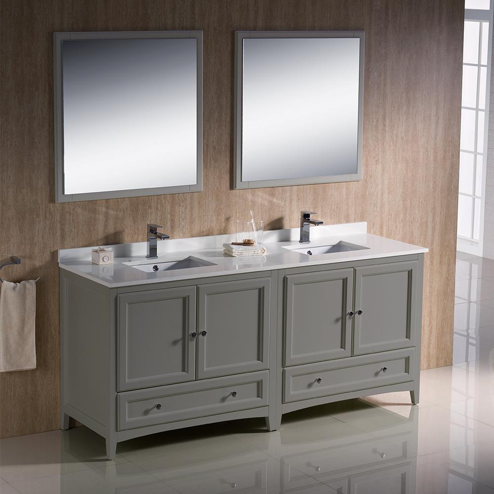 Fresca Oxford 72" Gray Traditional Double Sink Bathroom Vanity Vanity Fresca