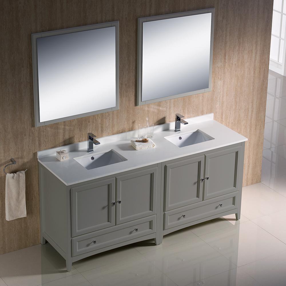 Fresca Oxford 72" Gray Traditional Double Sink Bathroom Vanity Vanity Fresca