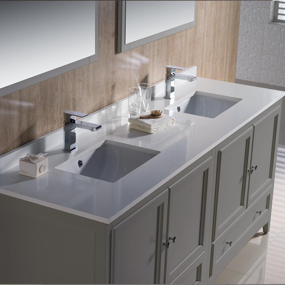 Fresca Oxford 72" Gray Traditional Double Sink Bathroom Vanity Vanity Fresca