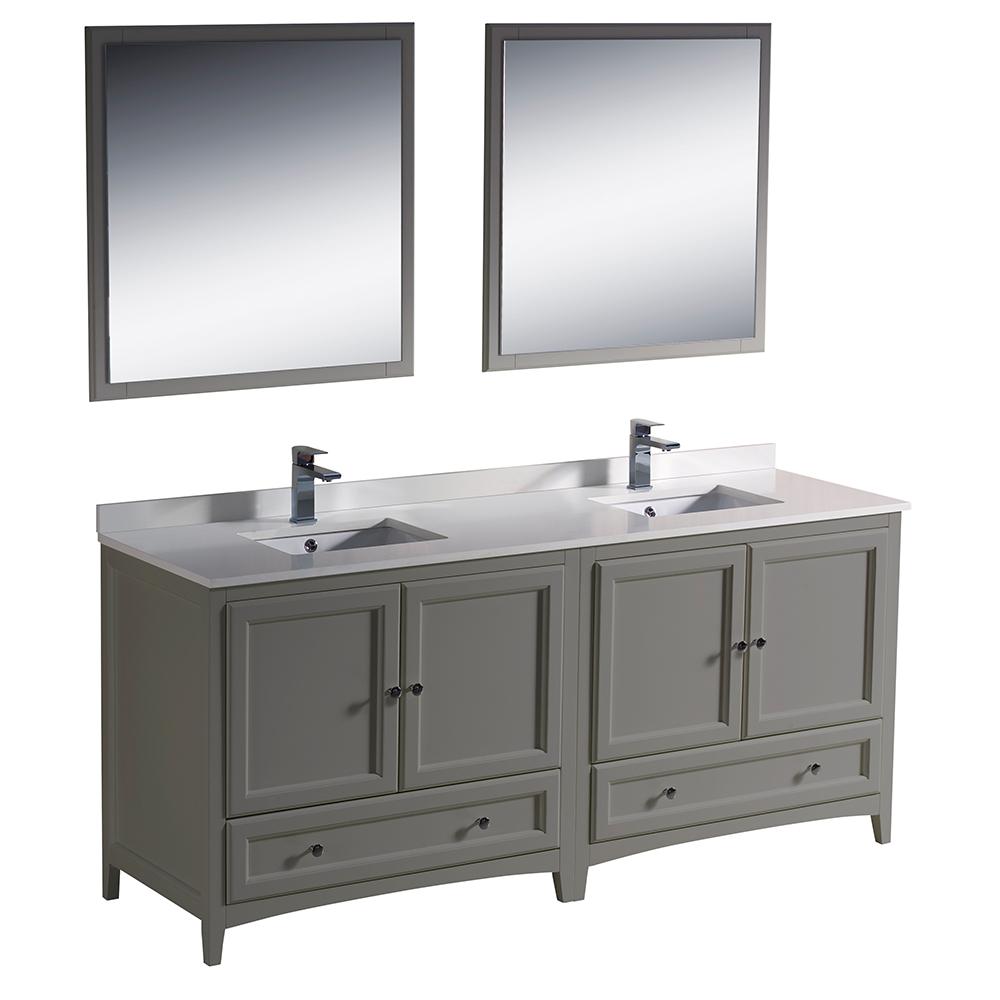 Fresca Oxford 72" Gray Traditional Double Sink Bathroom Vanity Vanity Fresca