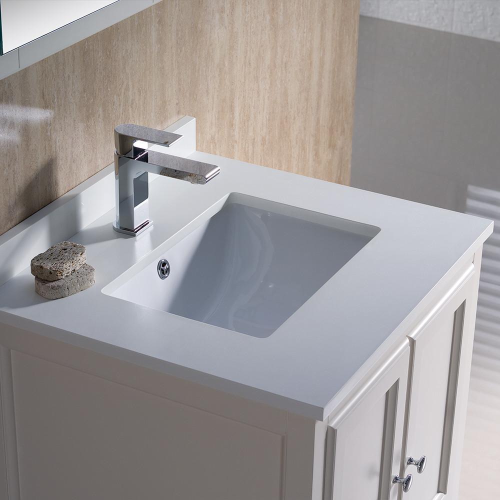 Fresca Oxford 24" Traditional Bathroom Vanity White Solid Wood Frame Free Faucet Vanity Fresca