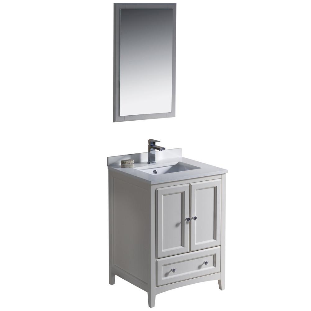 Fresca Oxford 24" Traditional Bathroom Vanity White Solid Wood Frame Free Faucet Vanity Fresca