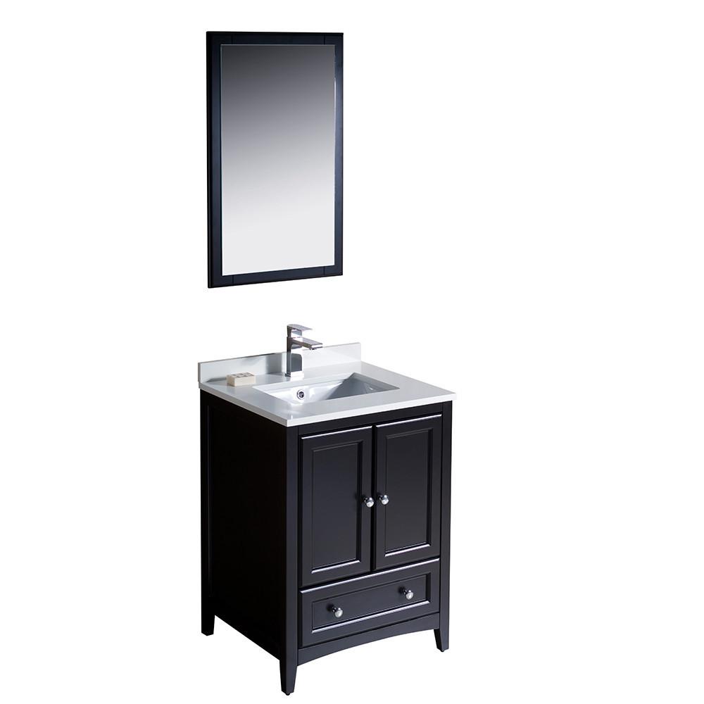 Fresca Oxford 24" Espresso Traditional Bathroom Vanity Free Faucet Vanity Fresca