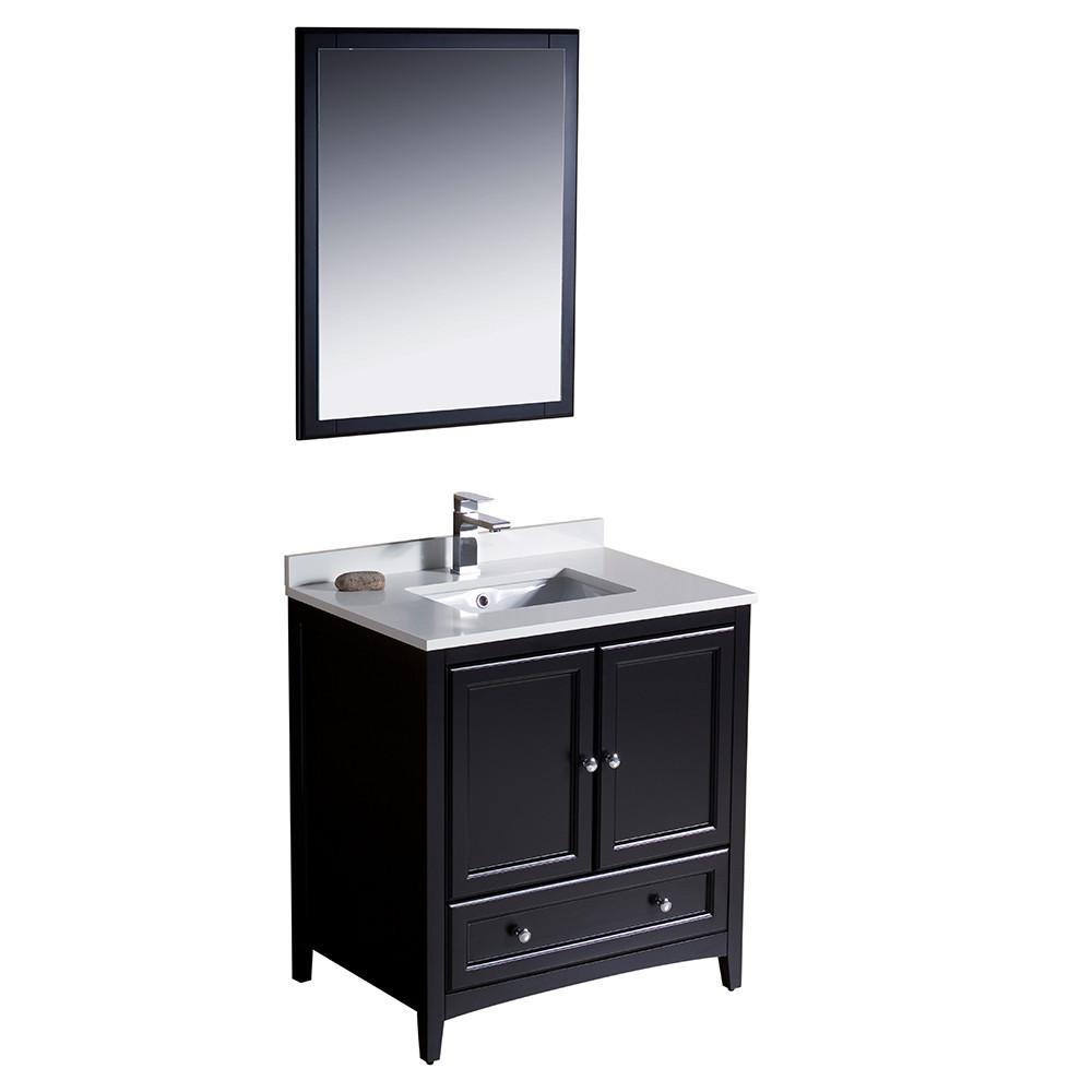 Fresca Oxford 30" Espresso Traditional Bathroom Vanity Free Faucet Vanity Fresca