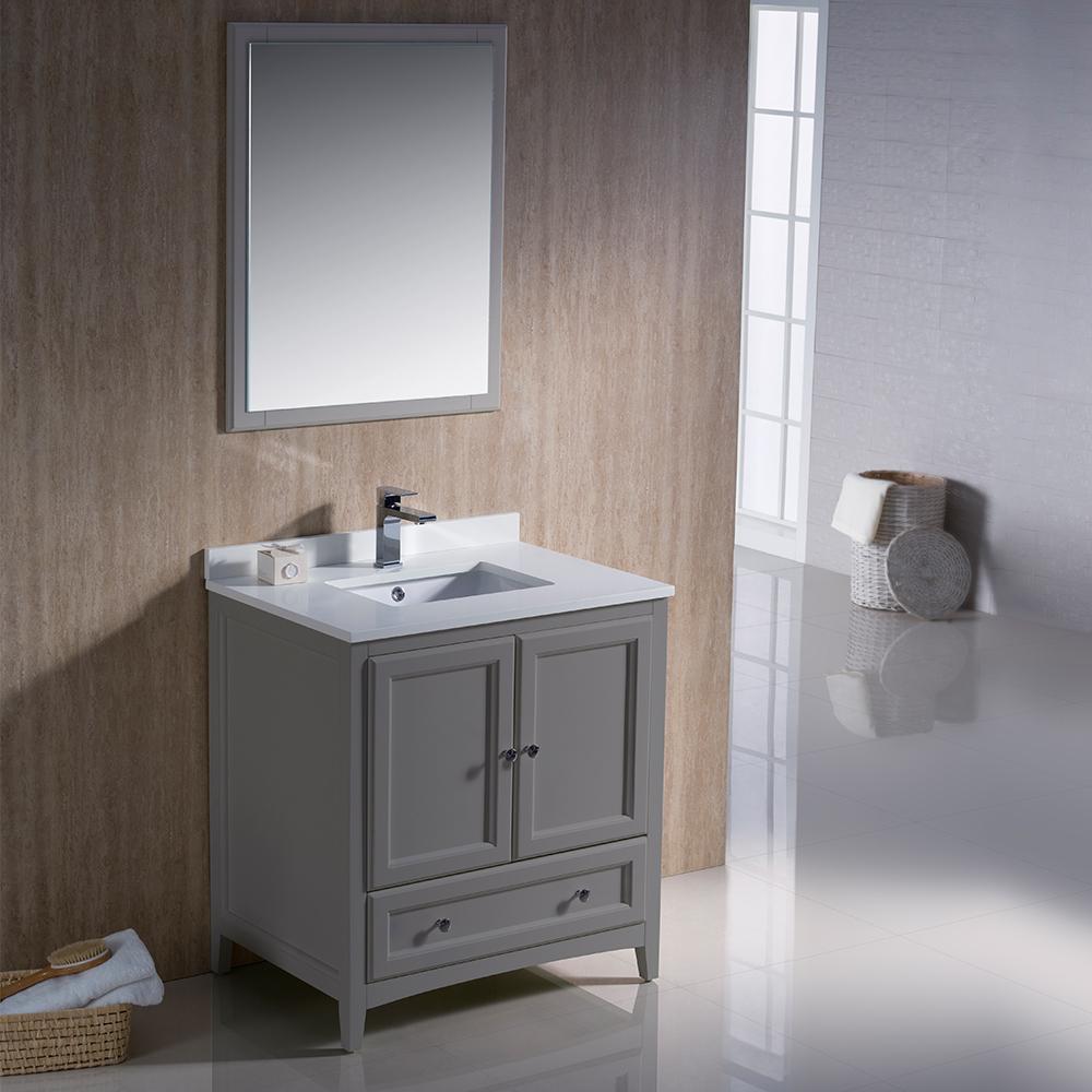 Fresca Oxford 30" Gray Traditional Bathroom Vanity Free Faucet Vanity Fresca