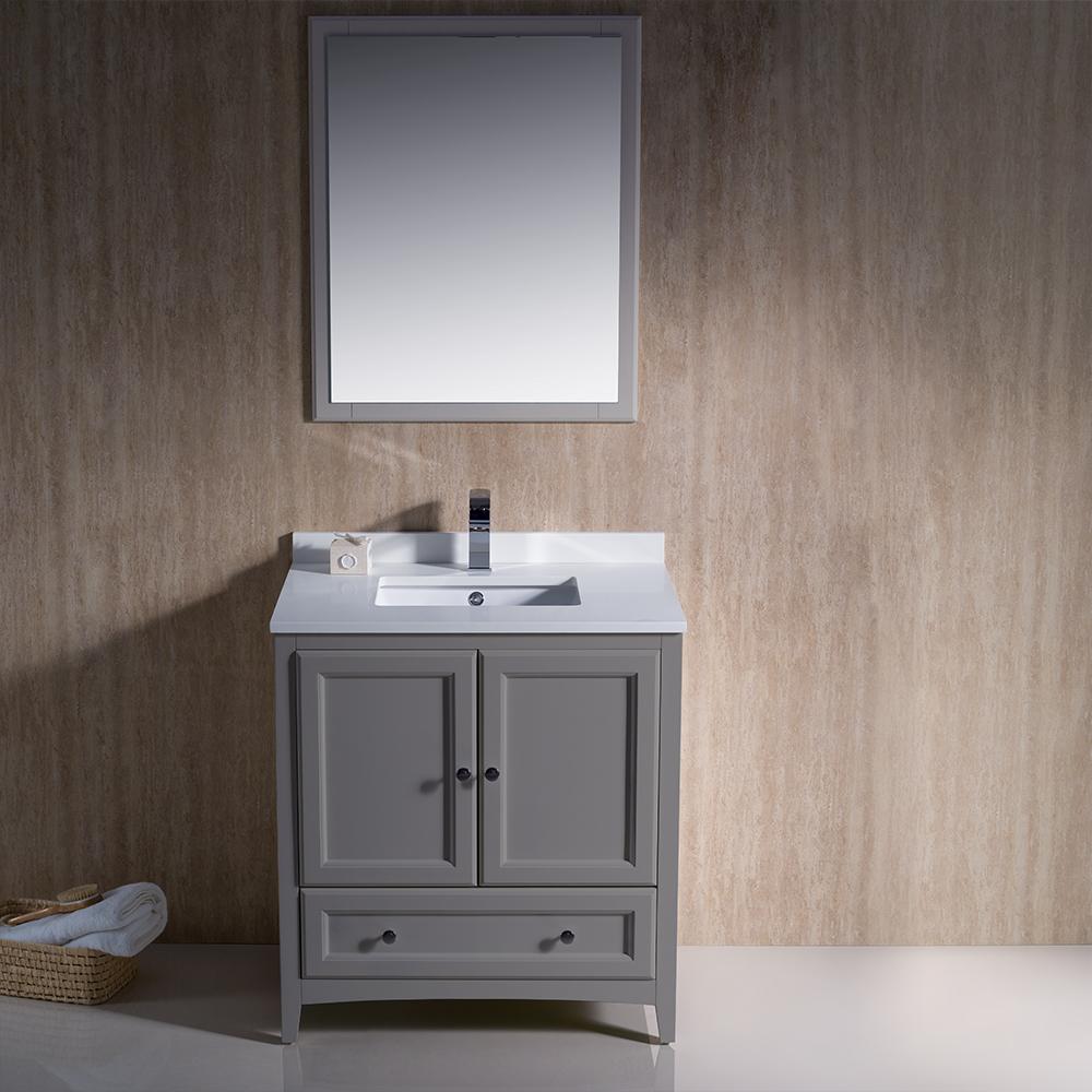 Fresca Oxford 30" Gray Traditional Bathroom Vanity Free Faucet Vanity Fresca